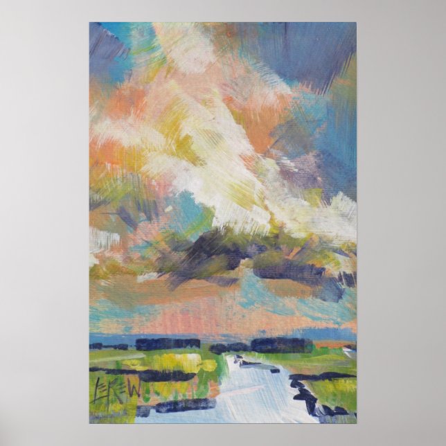 Wolken über Sumpf Gemälde / Künstler Larry Lerew Poster (Vorne)