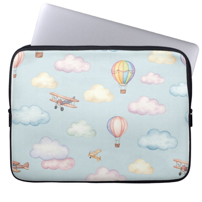 Wolken und Flugzeuge von Natasha Us Laptopschutzhülle (Vorderseite)