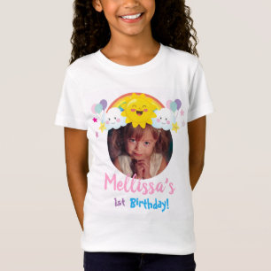 Wolken-und Regenbogen-Foto-Kindergeburtstags-Party T-Shirt