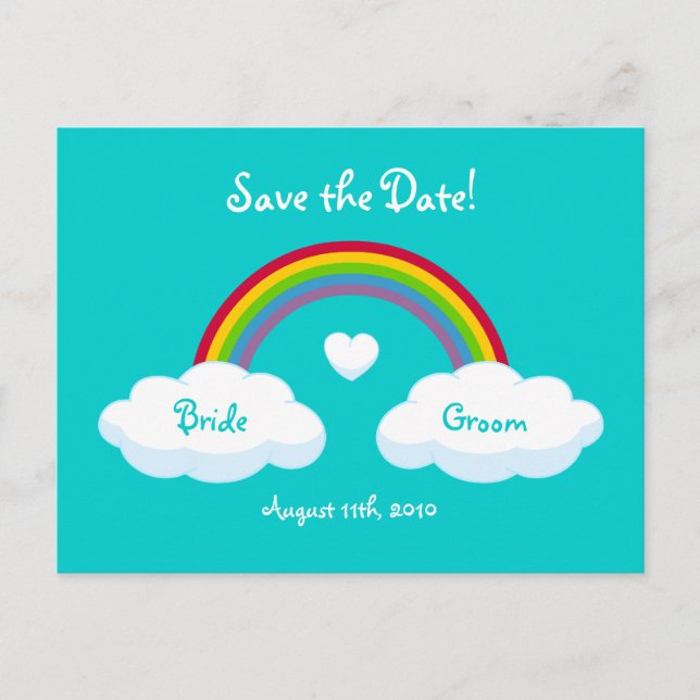 Wolken und Regenbogen - Save the Date Karte (Vorderseite)
