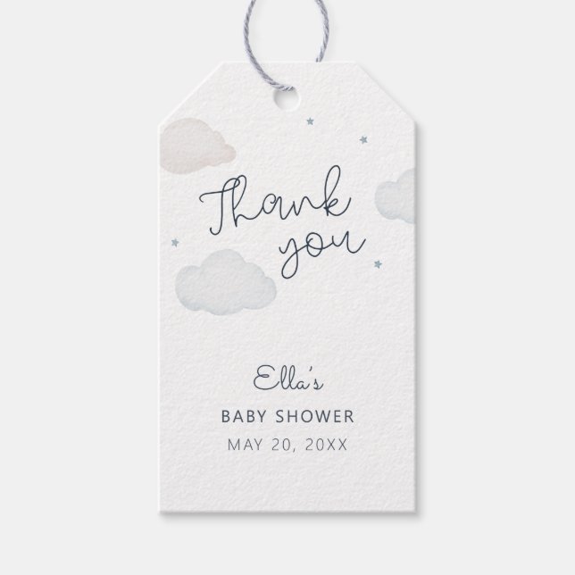 Wolken und Sterne Vielen Dank Geschenkanhänger (Vorderseite)