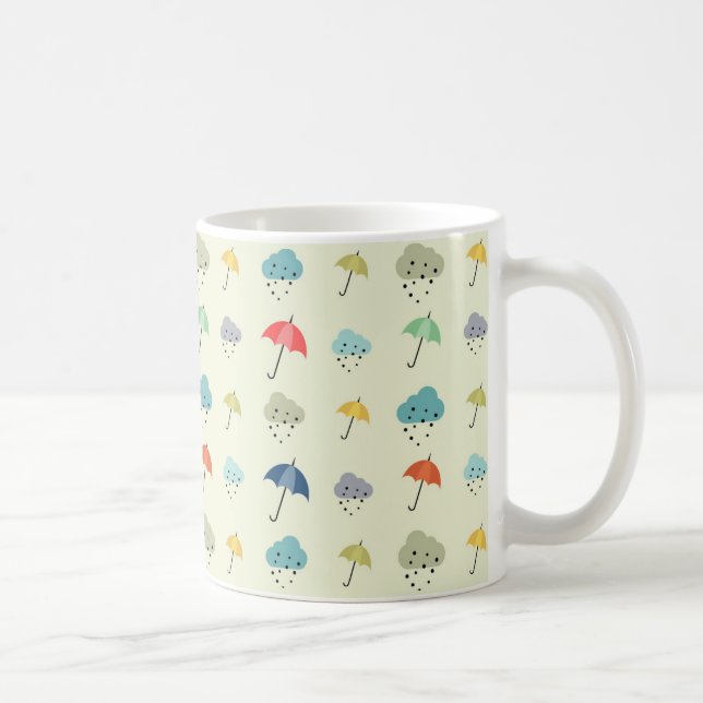 Wolken und Umbrellas Niedlich Moderne Muster Kaffeetasse (Rechts)