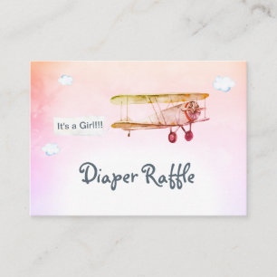 *~* Wolken Vintages Flugzeug Banner Baby Diaper Ra Begleitkarte