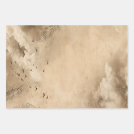 Wolken Vögel Federn Pastell Himmel Collage Geschenkpapier Set