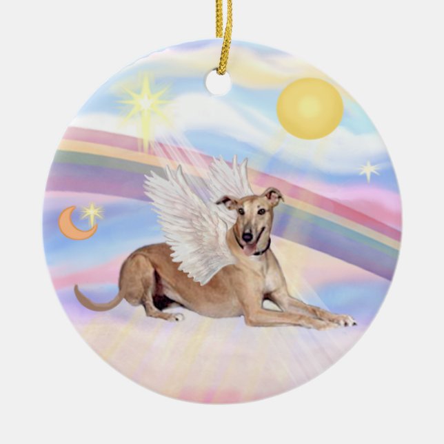Wolken - Windhund (fawn) Keramik Ornament (Vorne)