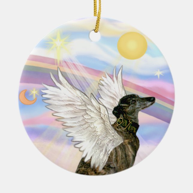 Wolken - Windhund mit Brindle Keramikornament (Vorne)