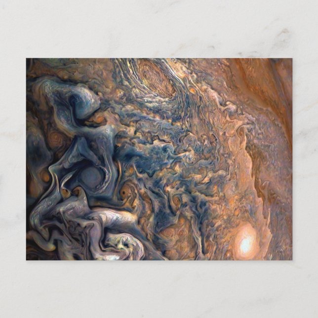 Wolken wirbeln des Planeten Jupiter Nah auf Postkarte (Vorderseite)