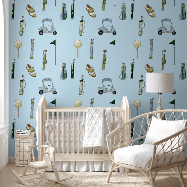 Wolkenblau Golf blau und grün Wasserfarbe Tapete (Kinder)