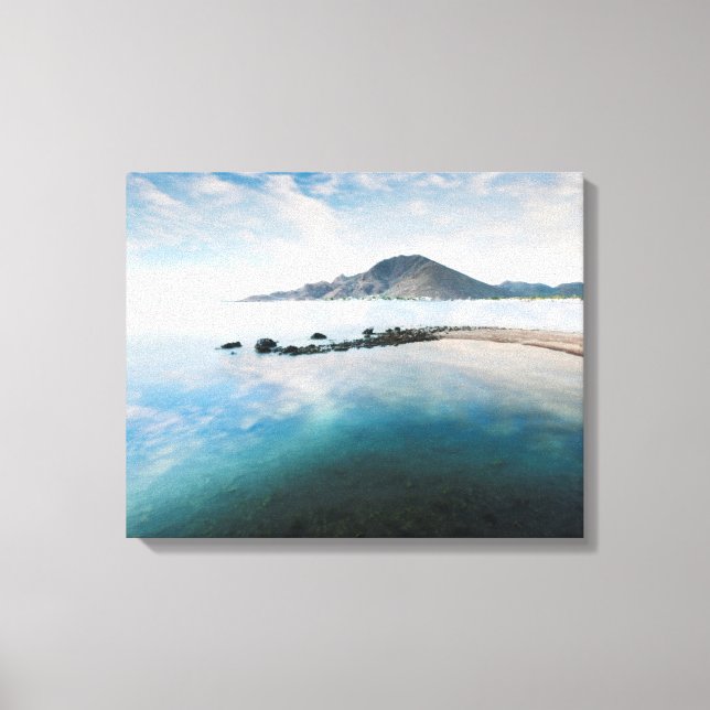 Wolkenblauer Himmel im See Leinwanddruck (Vorderseite)