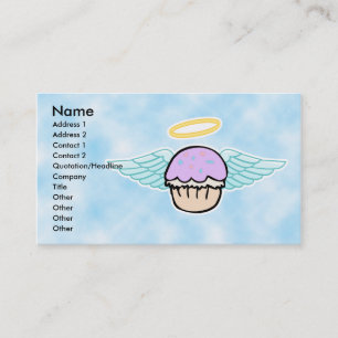 Wolkenhintergrund, Cupcake-Engel ohne Text, Name, Visitenkarte