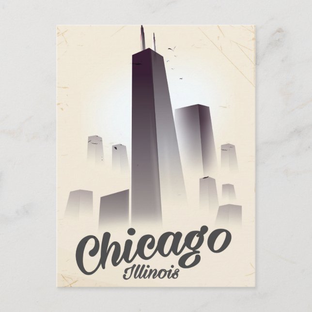 Wolkenkratzer aus Chicago Reiseplakat Postkarte (Vorderseite)
