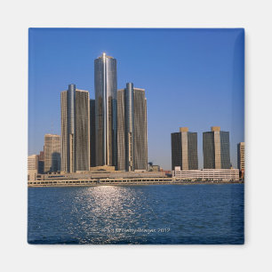 Wolkenkratzer durch das Wasser in Detroit Magnet