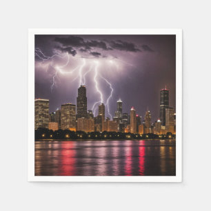 Wolkenkratzer in Chicago mit Blitzen Serviette