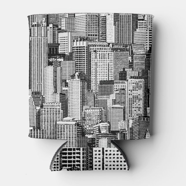 Wolkenkratzer Stadt Isometric Seamless Textur Dosenkühler (Vorderseite)