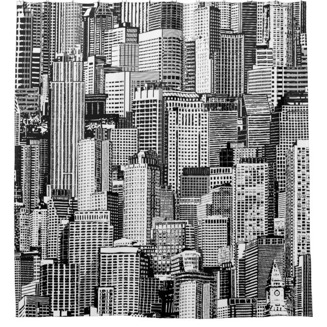 Wolkenkratzer Stadt Isometric Seamless Textur Duschvorhang (Vorderseite)