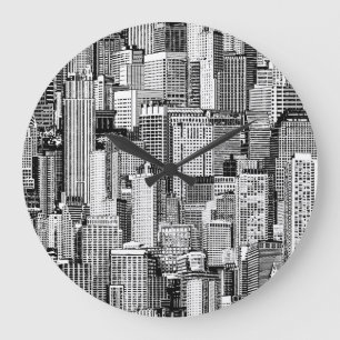 Wolkenkratzer Stadt Isometric Seamless Textur Große Wanduhr