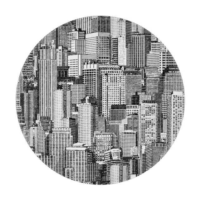 Wolkenkratzer Stadt Isometric Seamless Textur Schneidebrett (Vorderseite)