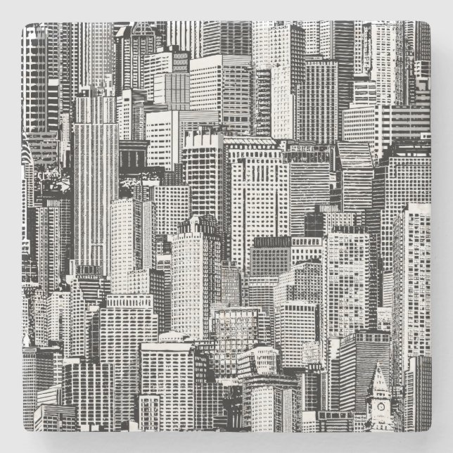 Wolkenkratzer Stadt Isometric Seamless Textur Steinuntersetzer (Vorderseite)