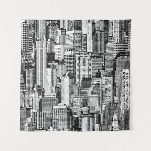 Wolkenkratzer Stadt Isometric Seamless Textur Wandteppich