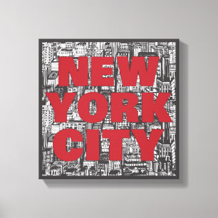 Wolkenkratzer-Typografie New York City   Leinwanddruck