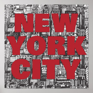 Wolkenkratzer-Typografie New York City   Poster