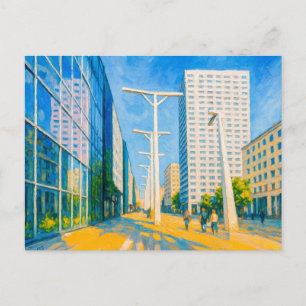 Wolkenkratzer und Straßenleben - Ölmalerei in Wars Feiertagspostkarte