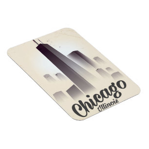 Wolkenkratzer von Chicago Vintage-Reiseposter Magnet
