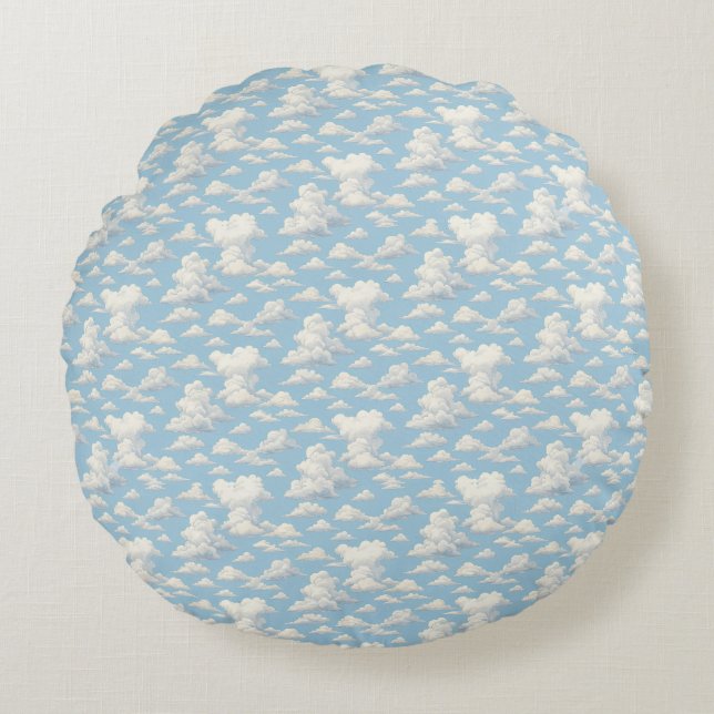 Wolkenmuster  rundes kissen (Vorderseite)