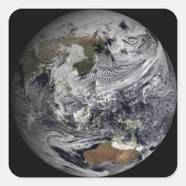 Wolkensimulation der gesamten Erde Quadratischer Aufkleber (Vorderseite)