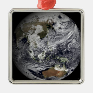 Wolkensimulation der gesamten Erde Silbernes Ornament