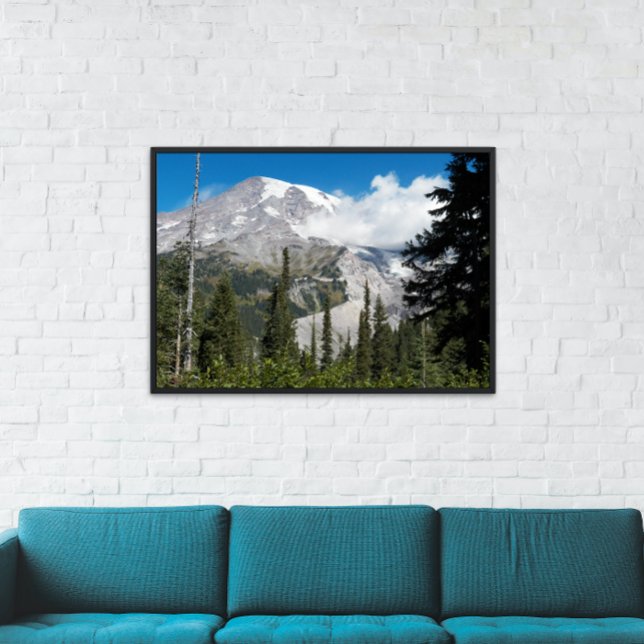 Wolkenüberfahrt über den Berg Rainier Fotodruck (In Situ Framed)