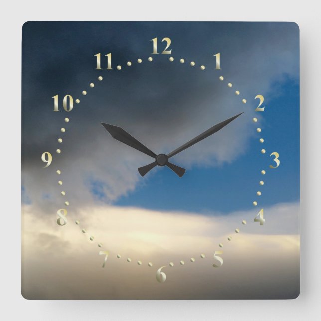 Wolkenvorhang Quadratische Wanduhr (Vorderseite)