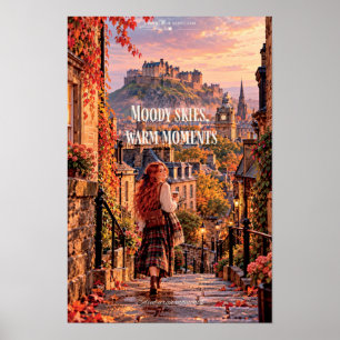 Wolkiger Himmel, warme Momente Edinburgh Castle Po Poster