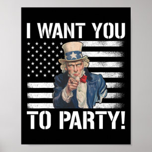 Woll dir Party Uncle Sam Funny 4. Juli Poster
