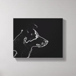 Woll eines Hundes | White on Black Digital Foto Sk Leinwanddruck