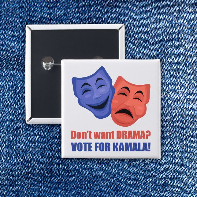 Woll kein Drama? Stimmen Sie für Kamala! Harris 20 Button (Von Creator hochgeladen)