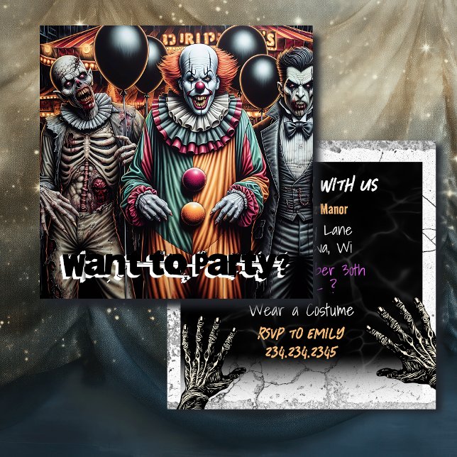 Woll zum Party? Clown, Vampire und Zombie Hallowee (Von Creator hochgeladen)