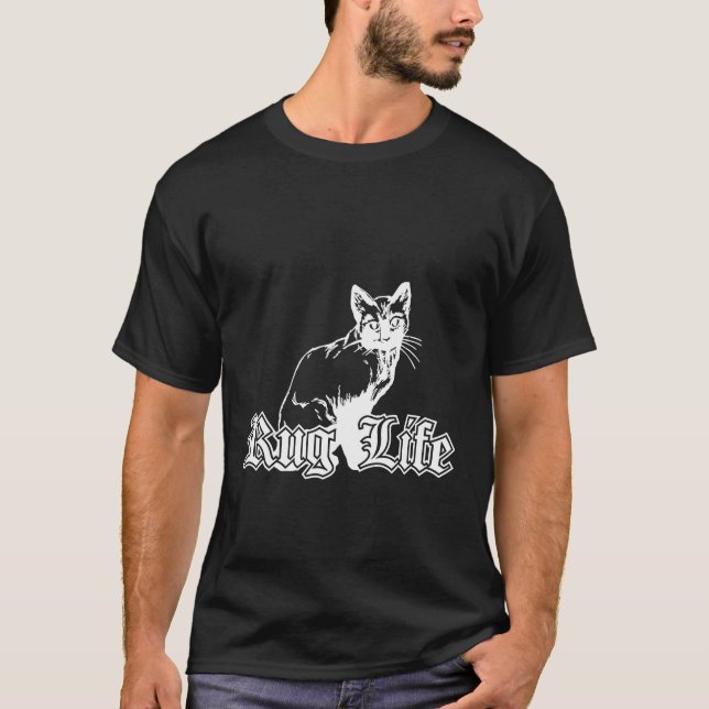 Wolldecke-Leben - Gangsta Katze T-Shirt (Vorderseite)