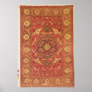 Wolldecke verziert mit Szenen der kämpfenden Tiere Poster