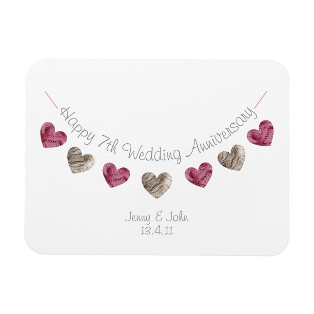 Wolle 7. Hochzeitstag Geschenk Magnet (Horizontal)
