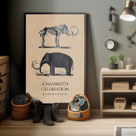 Wolle Mammoth und Skeleton prähistorische Tiere Poster