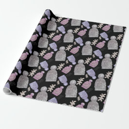 Wolle Strick Hats Wasserfarbe Handgemalt Geschenkpapier