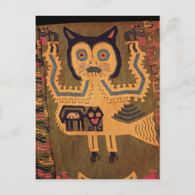 Wollfigur eines Jaguars, Paracas Kultur Postkarte (Vorderseite)