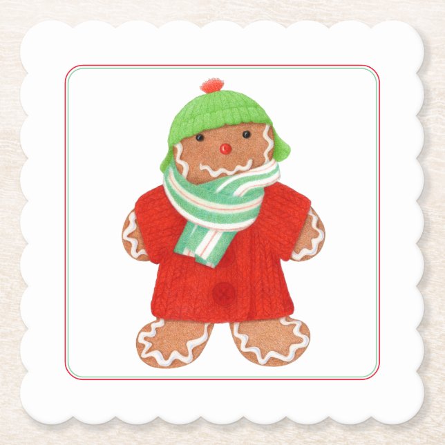 WOLLIGER GINGERBREAD Gekrauster quadratischer Papi Untersetzer (Vorderseite)