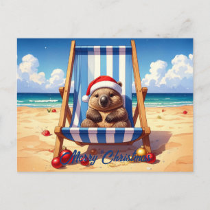 Wolliger Wombat Santa Hut Merry Christmas Feiertagspostkarte