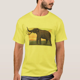 Wolliges Mammut-Antiken-Druck T-Shirt
