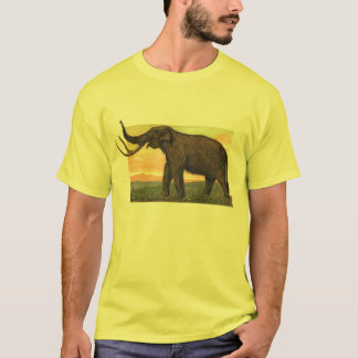Wolliges Mammut-Antiken-Druck T-Shirt