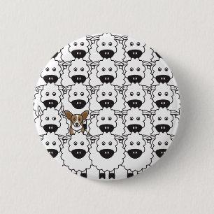 Wolljacken-WaliserCorgi in den Schafen Button