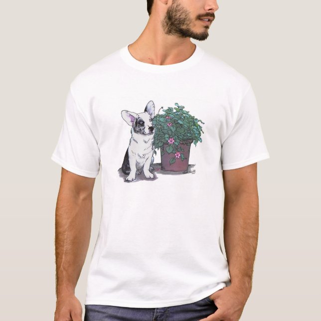 Wolljacken-Walisercorgi-Kleid~ Blau Merle T-Shirt (Vorderseite)