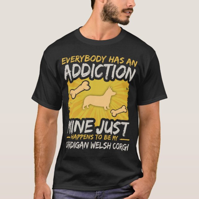 Wolljacken-Walisercorgi-lustige Hundesucht T-Shirt (Vorderseite)